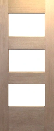 BF-3H is a natural timber door with 3 glass panels in between 4 horizontal timber panels