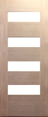 BF-4H is a natural timber door with 4 glass panels in between 5 horizontal timber panels