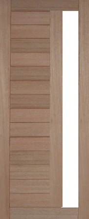 GD-15H1V is a natural timber door with 1 vertical glass panel on right hand side of door