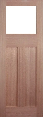 GD-BL3 is a natural timber door with 3 timber panels and glass at top of door