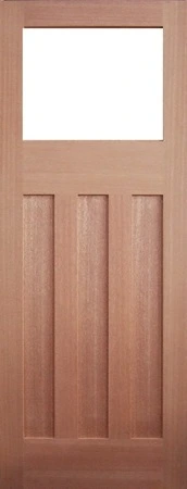 GD-BL4 is a natural timber door with 4 timber panels and glass at top of door