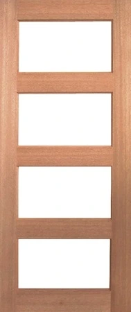 GD-D4 is a natural timber door with 4 glass panels in between 5 horizontal timber panels