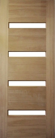 GD-D4SG is a natural timber door with 4 glass slim line panels in between 5 horizontal timber panels