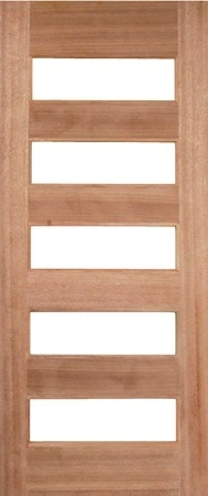 GD-D5 is a natural timber door with 5 glass panels in between 6 horizontal timber panels