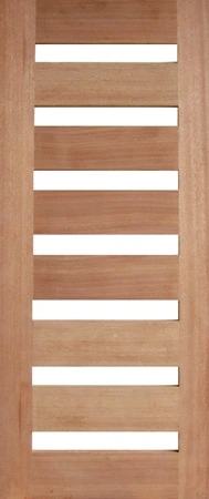 GD-D7 is a natural timber door with 7 glass panels in between 8 horizontal timber panels