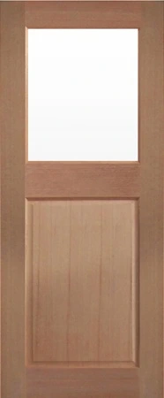 GD-LAU is a natural timber door with a glass panel in top half of door and 1 decorative channel on bottom half of door