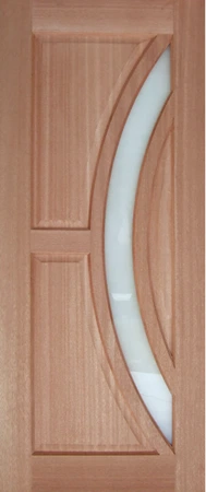 GD-P01 is a natural timber door with 1 half arc glass panel on right side of door