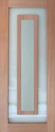 GD-S04 is a natural timber door with rectangle glass panel overlayed with a timber rectangle cutout in the middle