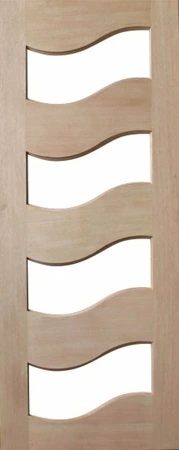 GD-WAVE is a natural timber door with 4 glass panels in between 5 timber panels that look like a wave design