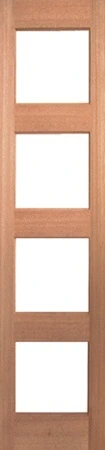 SL-D4 is a natural timber side light door with 4 glass panels in between 5 horizontal timber panels. Pair with door GD-D4.