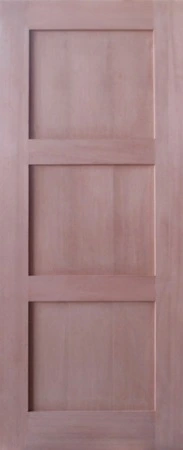 SP-SK3 is a natural timber door in a shaker style with 2 horizontal timber panels spaced equally along door
