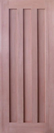 SP-SK3V is a natural timber door in a shaker style with 2 vertical timber panels spaced equally along door