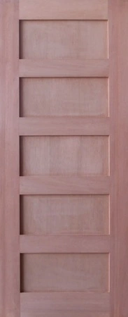 SP-SK5 is a natural timber door in a shaker style with 4 horizontal timber panels spaced equally along door