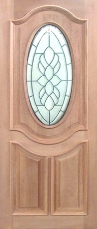 GD-OV3P is a natural timber door in a Queen Anne style with an oval lead light glass in top two thirds of door and heavy moulding
