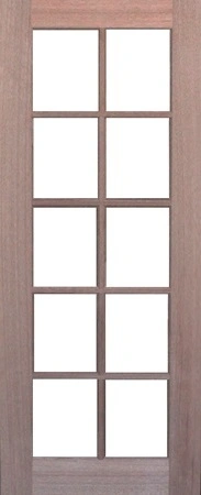 GD-10L is a natural timber French door with 10 square glass panels in-between thin timber panels