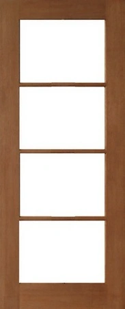 GD-4L is a natural timber French door with 4 horizontal glass panels in-between thin timber panels