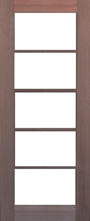 GD-5L is a natural timber French door with 5 horizontal glass panels in-between thin timber panels