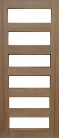 GD-D6B is a natural timber door with 6 glass panels in between 7 horizontal timber panels