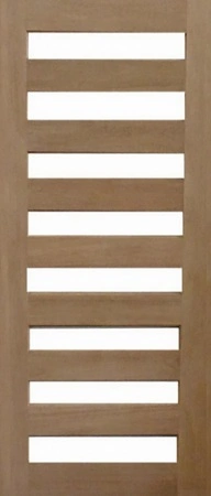 GD-D8 is a natural timber door with 8 glass panels in between 9 horizontal timber panels