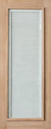 GD-FL is a natural timber door with full length venetian blind and clear toughened glass on both sides