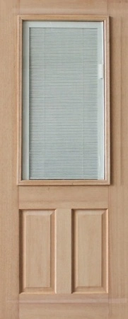 GD-HL is a natural timber door with venetian blind in top two thirds of door, and clear toughened glass on both sides. The bottom third of door has 2 decorative channels evenly spaced vertically