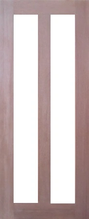 GD-SK2V is a natural timber door with 2 glass panels in between 3 vertical timber panels