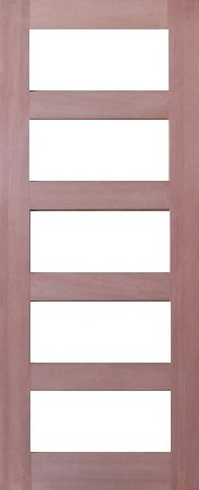 GD-SK5 is a natural timber door with 5 glass panels in between 6 horizontal timber panels