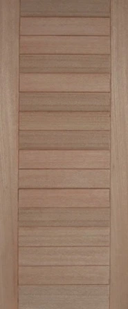 SP-15H is a natural timber door in a beach house style with 15 horizontal timber panels framed by timber
