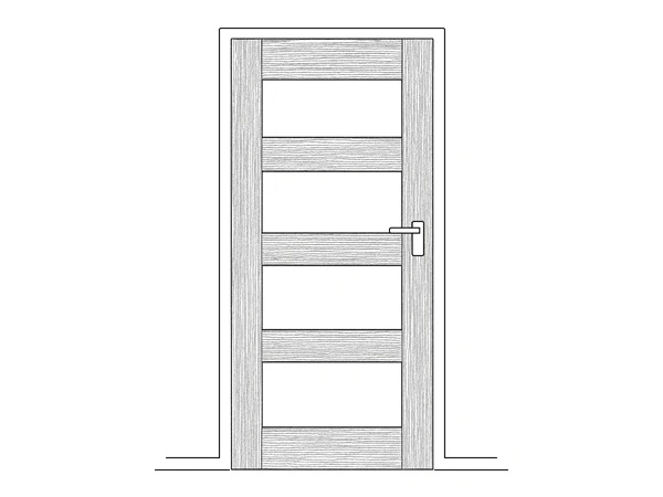 Line art illustration of a timber bush fire door