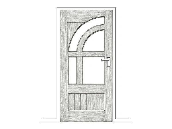 Line art illustration of a contemporary timber door