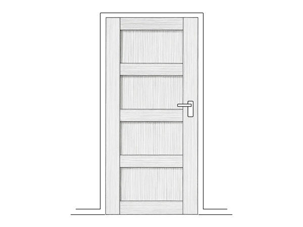 Line art illustration of a flat panel timber door