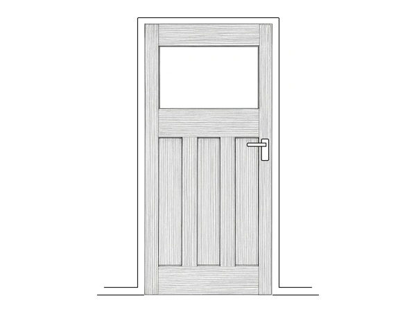 Line art illustration of a timber glass internal door