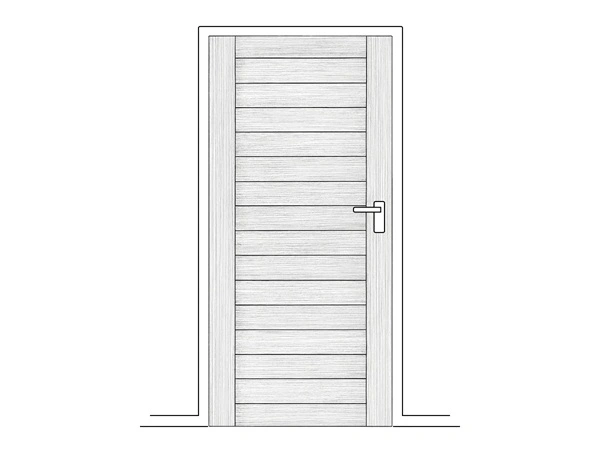 Line art illustration of a solid panel timber door that can be used as a front door or an internal door