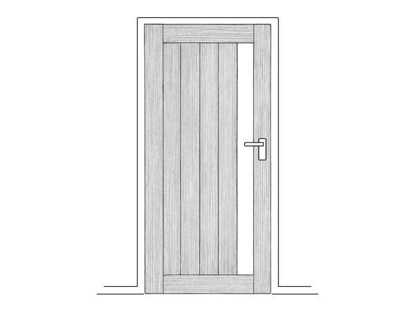 Line art illustration of a vertical glass timber door
